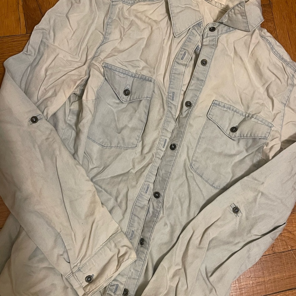 Women's Light Gray Button Down Shirt